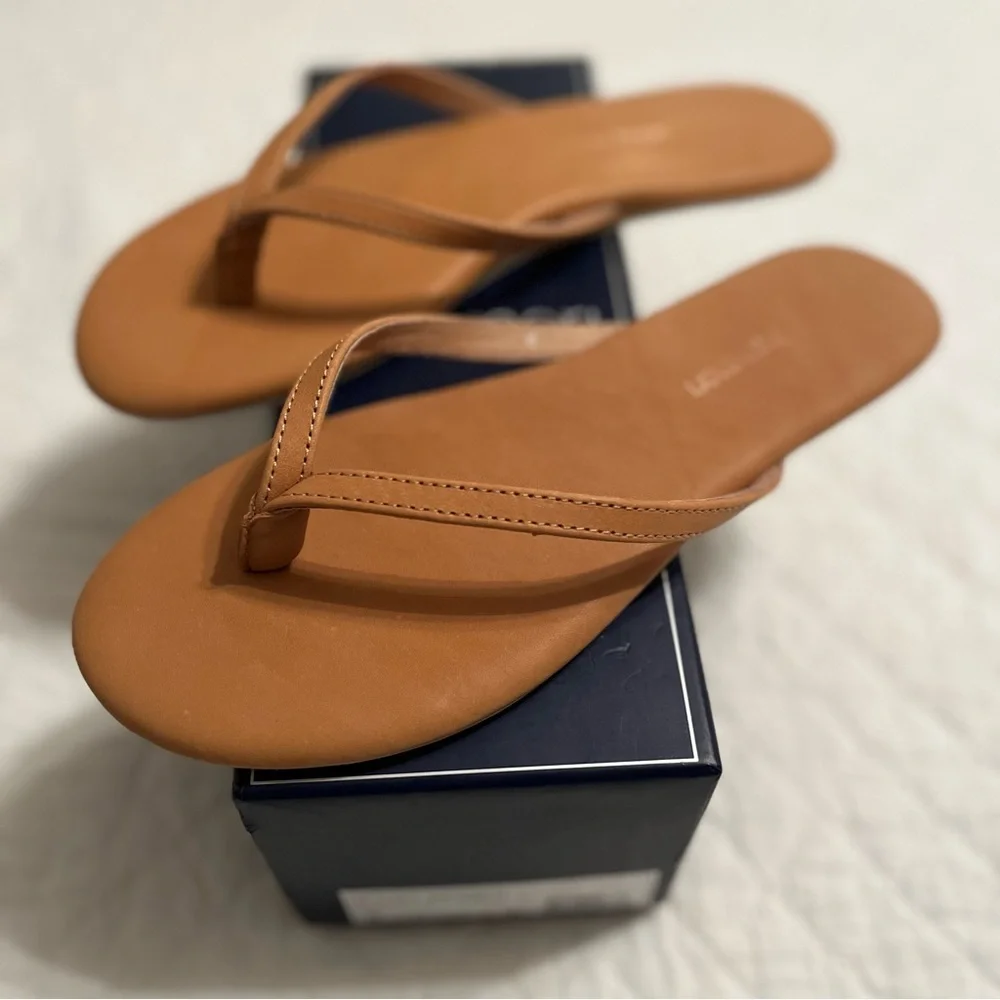 Hari Mari Women’s “Mari” Tan Leather Flip Flops Sandals Size 8 *New In Box* - Picture 8 of 14